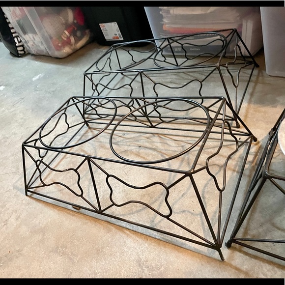 Black Silver Dog Bowl Tray